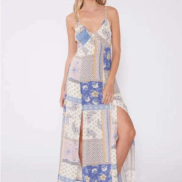 Love Stitch Women's Patchwork Maxi Dress - Lilac/Blue/Pink and Cream - Picture 2 of 5